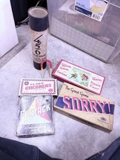 Lot Of Antique Vtg Board Games Sorry Contack 456 Travel & Pirate Fight Milton