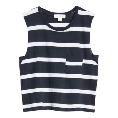 Treasure & Bond Crewneck Muscle Tank Top Tee Size XL Navy Striped TB470687MI