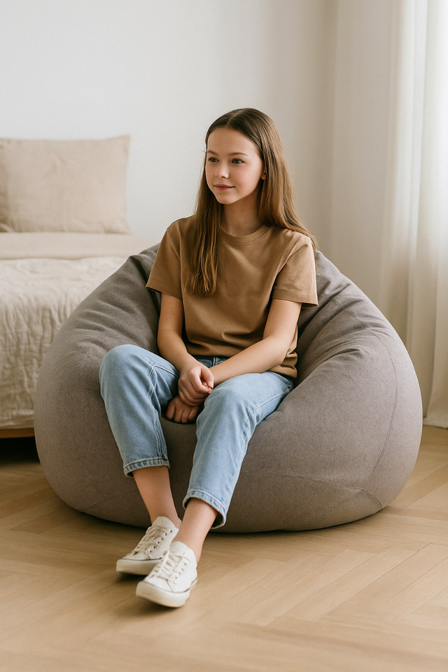 Sac de siège 185L gris clair avec perles EPS remplissage Bean Bag coussin L