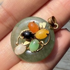 Jade Donut Pendant 14k Gold