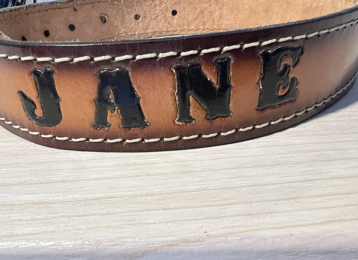 Womens Belt Hand Painted 34-36 Floral Tooled Cowhide Leather  display picture 3