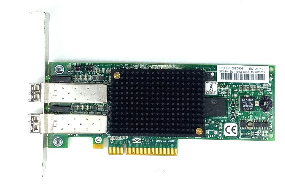 *LOTE DE 3* IBM Emulex 00E0806 577D Adaptador de canal de fibra PCIe de doble puerto 8 GB Foto 3 de 4
