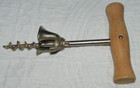 Vintage Red Wood Handle Strainer 10-3/4" and Wooden Handle Corkscrew with Bell — photo 6