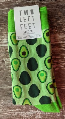 NEW Two Left Feet Socks HOLY GUACAMOLE Avocado Fruit Big Feet Men women veggies