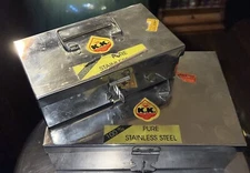 2 K.K. Polished Stainless Steel Lock Boxes W/ Handles Janata General Store