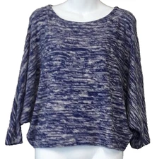 Anthropologie Postmark Womens Top Small Bleu Heather Cold Shoulder Dolman BOHO