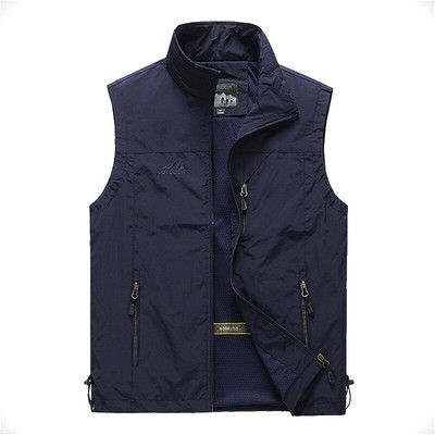 Mens With Pockets Zipper Vest Casual Waistcoat Sleeveless Sport Tops Mesh Lining