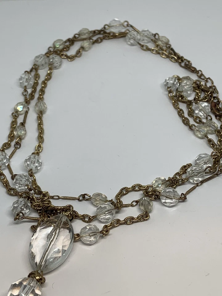 Ожерелье Alfani с 3 нитями золотистое прозрачное граненое акриловое заявление - Изображение 3 из 4