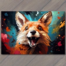 STICKER Fox Red Smile Happy Retro Pop Art Splash Colors Cute Fun Vibrant