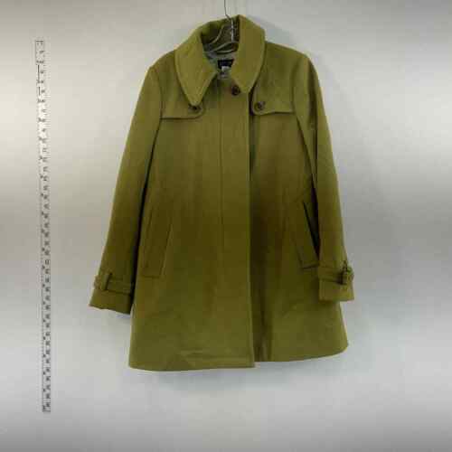 J CREW Olive Green Wool Full Zip Winter Trench Over Coat Womens Size 10 - Picture 1 of 4