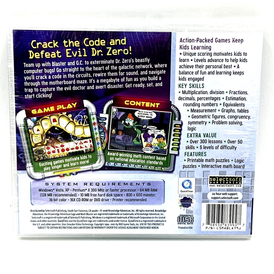 Math Blaster CD-ROM For Windows Ages 7-9 Sealed - Image 2 of 4