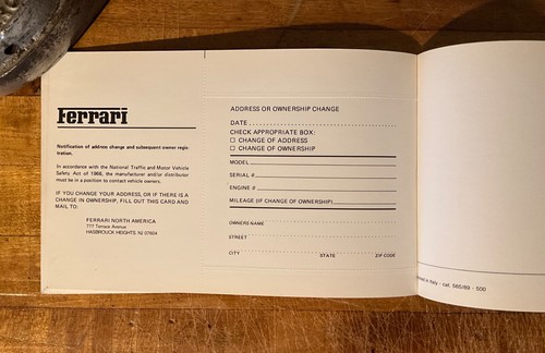 1989 Ferrari Owners Warranty & Service Booklet | (565/89) | 8-Cyl | BLANK, N.O.S - Picture 7 of 9