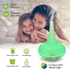 7 Color 200ml LED Aroma Diffuser Ultrasonic Mist Humidifier Essential Oil 12W