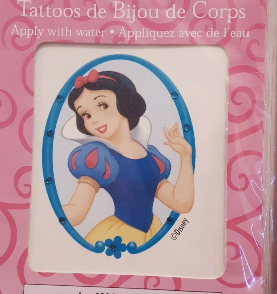 Disney Store 4 Tatuajes Temporales 3D Brillo Gema Joyería Corporal Blancanieves Aurora X Foto 2 de 4