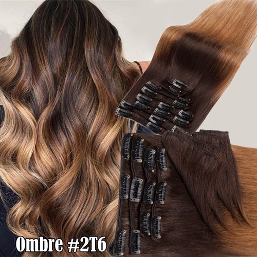 CLEARANCE 100% Human Hair Clip in Remy Hair Extensions Full Head 8PCS Blonde - Picture 28 of 38