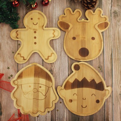 Holz Weihnachtsmann Lebkuchen Elfe Rentier Traktor Teller für Baby Weihnachten Snack Tablett