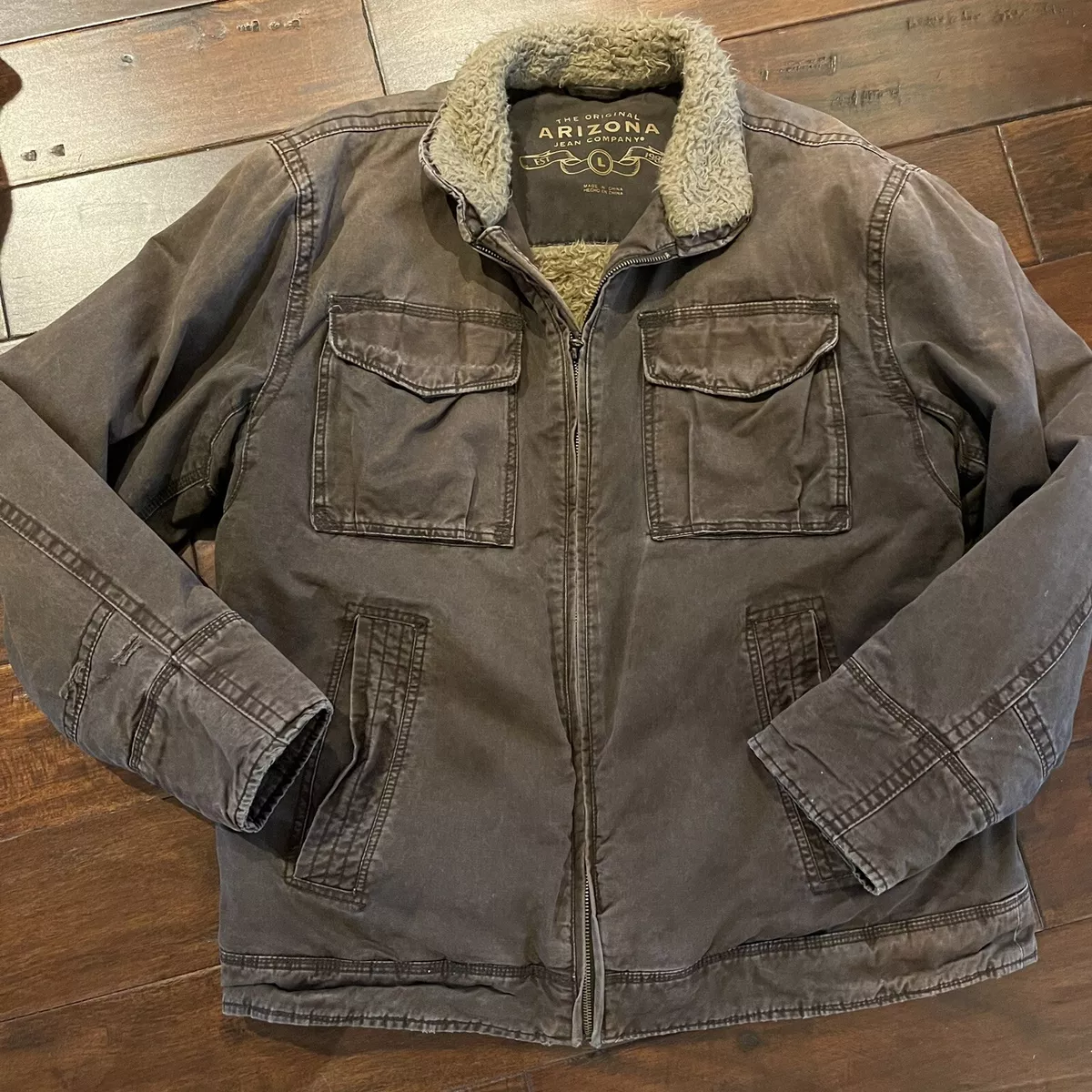Arizona jeans company men s jacket large Brown Fleece Lined