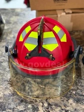 Bullard Traditional Firefighter Helmet Red, Yellow Reflexite, Mfg. 2024