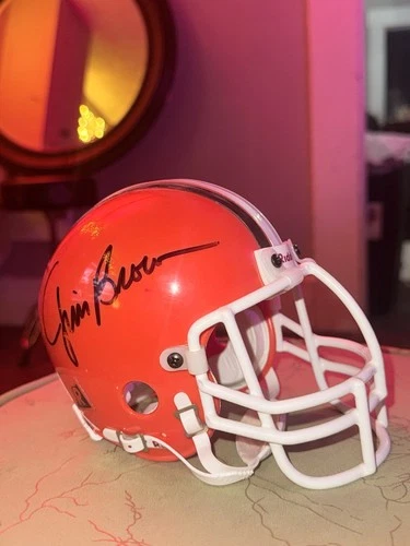 JIM BROWN Signed Auto Cleveland Browns Riddell Mini Helmet STEINER