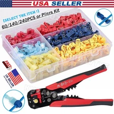 60/480Pcs Quick Splice T-Tap Insulated Crimp Terminals Kit Spade Wire Connectors