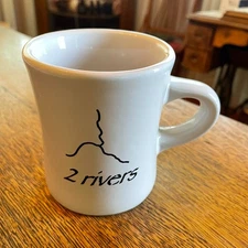2 Rivers Thick White Coffee Cup Mug by M Ware