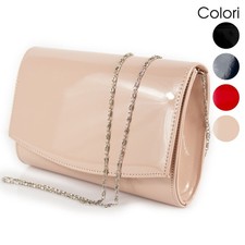 Pochette cerimonia vernice lucida clutch elegante borsa piccola borsetta donna
