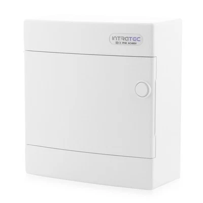 INTRATEC Aufputz-Sicherungskasten IP40 Gehäuse 1 Reihe 8 Module Weiße Tür