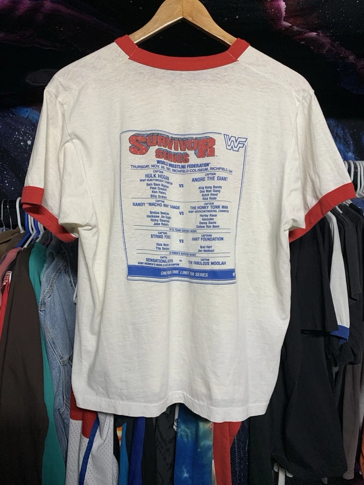 Camiseta De Colección WWF 1987 Survivor Series Lucha Libre Timbre Estrellas Pantalla Grande Foto 3 de 4