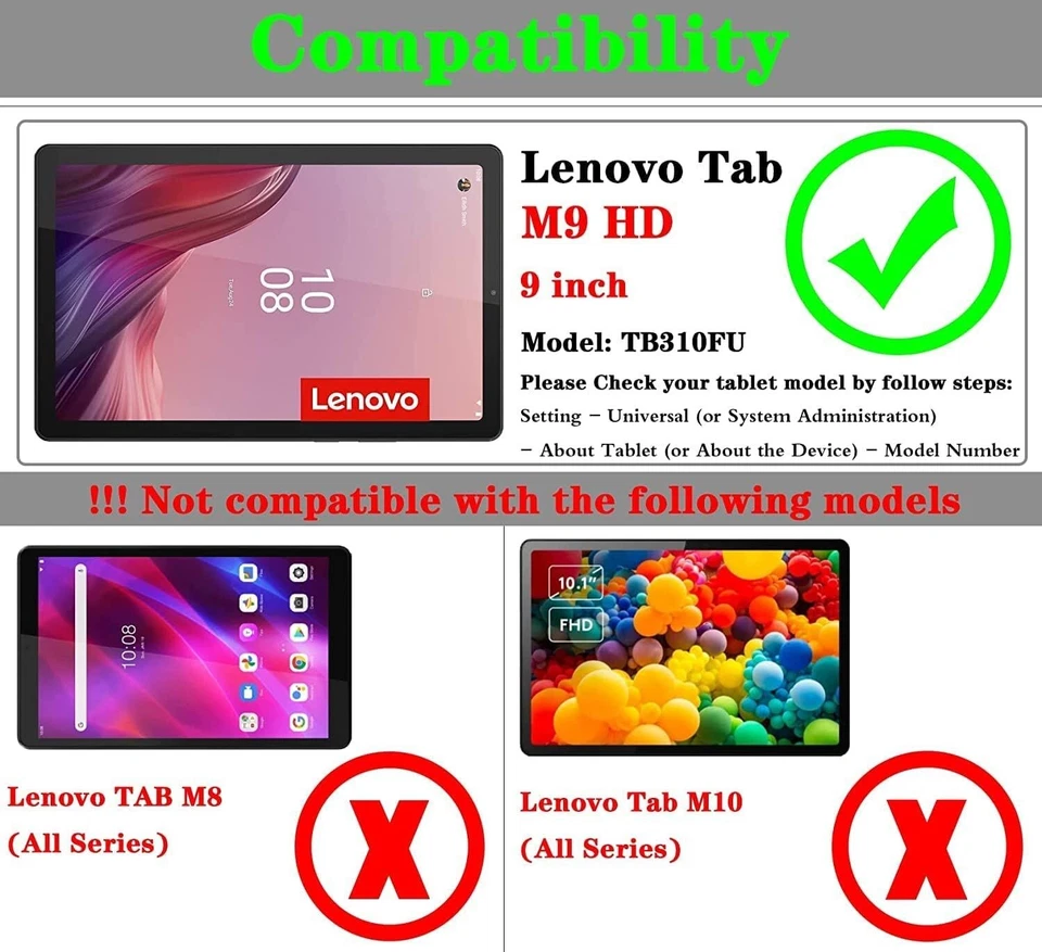 2Pcs Lenovo Tab M9 HD TB-310FU 9 inch Screen Protector Tempered Glass Guard Film - Image 2 of 4
