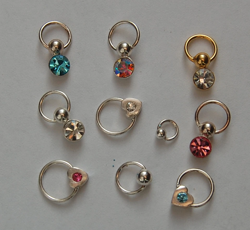 Nail Piercing aus 925 Sterling Silber Ring und Steinchen ohne Verschlüss