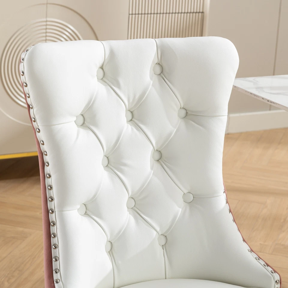 Conjunto de 2 cadeiras de jantar modernas de couro ecológico cadeira lateral jantar madeira metal - Imagem 3 de 4