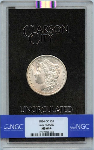 1884-CC Morgan Dollar GSA HOARD S$1 NGC MS64+