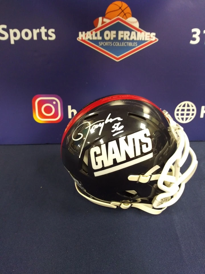 HALL OF FRAMES SPORTS COLLECTIBLES LAWRENCE TAYLOR GIANTS SIGNED SPEED TB MINI HELMET - JSA COA