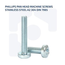 M4 PHILLIPS PAN HEAD SCREWS MACHINE SCREWS A2 STAINLESS STEEL - DIN 7985