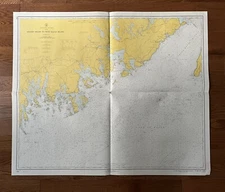 Vintage 1967 Quoddy Roads Petit Manan Island Maine Nautical Chart Map- 36” x 42”