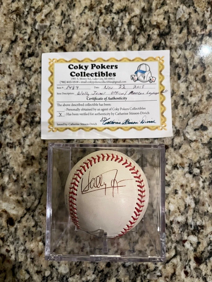 Бейсбольный мяч с автографом Уолли Джойнера OML LOA Los Angeles Angels Royals - Изображение 3 из 3