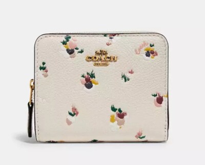 Coach Women's Polished Pebble Leather Billfold Wallet With Floral