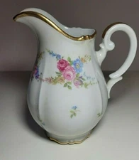 Vintage Thomas Rosenthal China Creamer Floral Bouquet #4755 Gold Trim-Germany