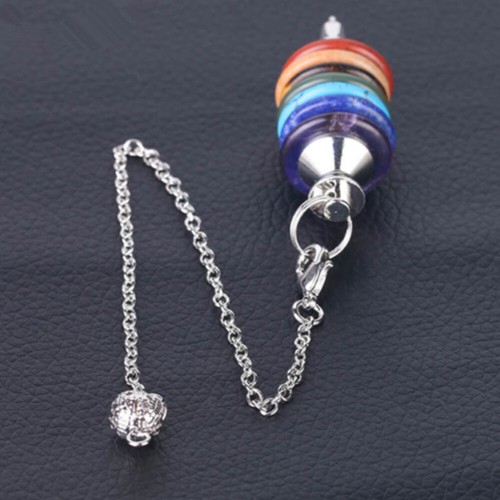 Piedra péndulo natural de 7 chakras cristal energía meditación amuleto colgante Reiki - Imagen 6 de 14