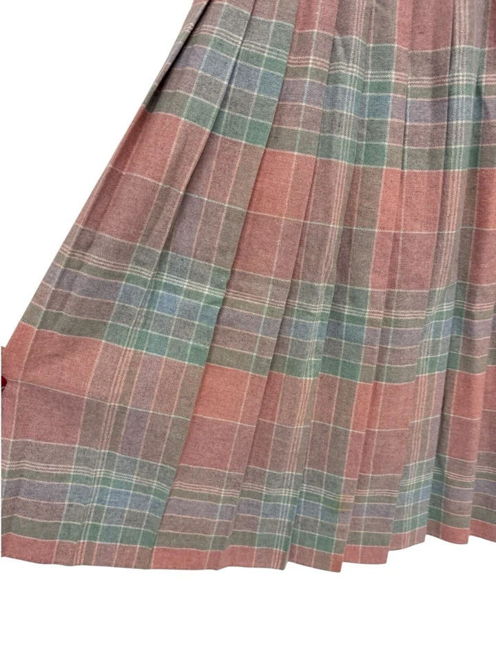 Falda Larga Vintage Años 60 Claude Mujer Plisada Cuadros Rosa Hecha en EE. UU. Talla 7 Foto 2 de 4
