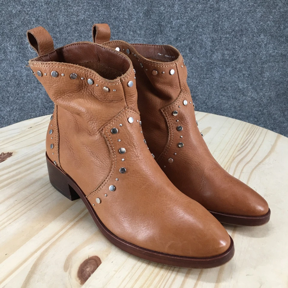 Dolce Vita 靴子女式 7 托宾踝靴米色铆钉拉舒适块 — 第 3/4 张图片