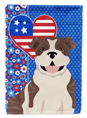 Brindle English Bulldog USA American Flag Garden Size WDK5219GF