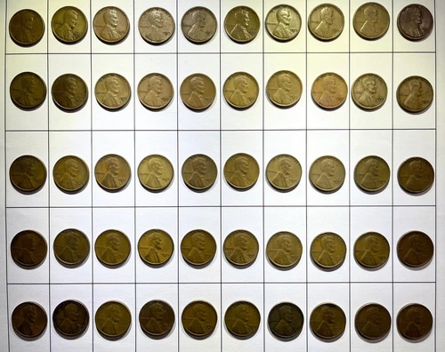 1929-S Lincoln Wheat Cent Penny 50 Coin lot FULL Roll F Fine - Higher Grade