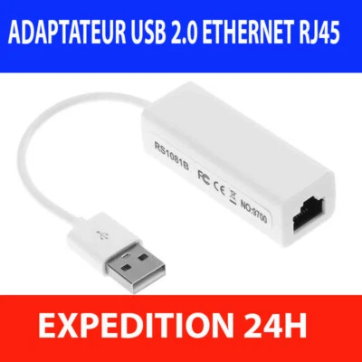 Adaptateur Réseau USB Ethernet Lan RJ45 Windows PC Mac 100Mbps Carte Réseau Clé