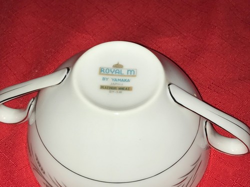 Creamer & Sugar Bowl "Royal M by Yamaka" Platinum Wheat Mint condition - Picture 13 of 13