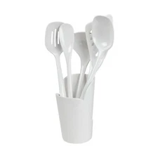 Hutzler Melamine Cooking Utensils and Crock Set, 6-pc, White