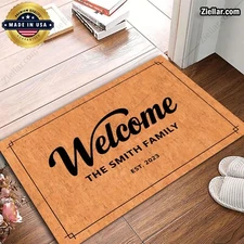 Personalized Family Name Doormat - Custom Welcome Mat for Rustic Home Decor