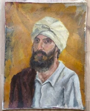 Vintage Original Oil Painting Portrait man Retro USSR Soviet Socialist realism