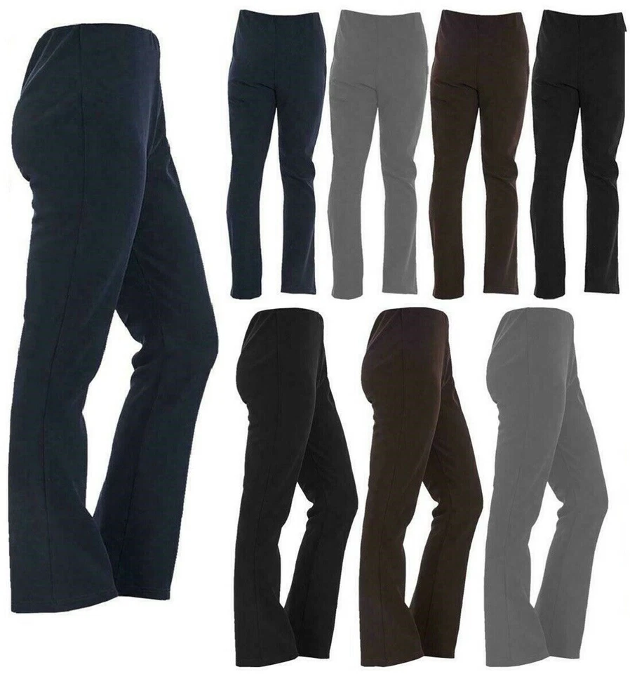 Women Bootleg Trousers Ladies Bootcut Stretchy Pull On Work Bottom Pant - Image 1 of 2