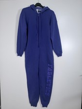 BNWT Fabletics Womens Forever Cozy Fleece Hooded One Piece Jumpsuit Purple Sz S